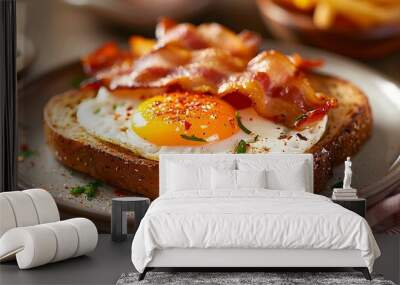 toast with egg and bacon Wall mural