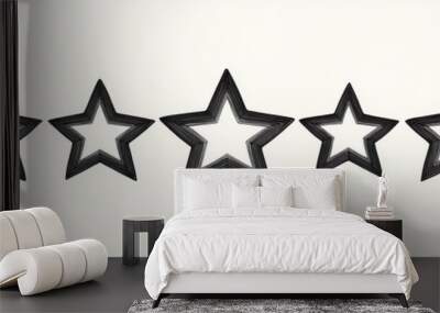 A row of five stars with a black outline. The stars are all the same size and are spaced evenly apart Wall mural