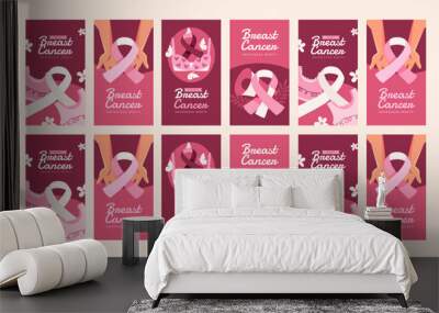 breast cancer awareness month vector flat design Wall mural