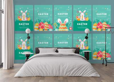 happy celebration easter day media social stories flat design Wall mural