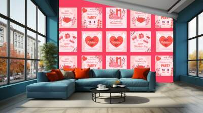 happy valentine day social media template vector flat design Wall mural