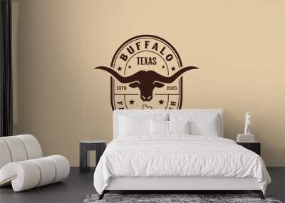 Vintage buffalo logo for Texas farm and ranch Wall mural