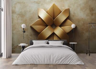 Intricate geometric gold pattern on textured surface Wall mural