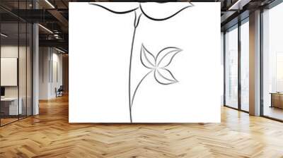 black contour rose flower art drawing Wall mural