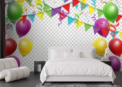 Happy birthday vector transparent background Wall mural