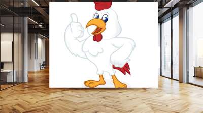 Chicken cartoon giving thumb up and smiling Wall mural