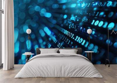 Abstract digital data stream background Wall mural