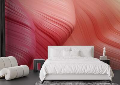 Modern pink and red colored poster,color dynamic wave flow.Liquid wavy shapes abstract holographic 3D wavy background.Digital background. 3d rendering of twisted lines. Modern background design Wall mural