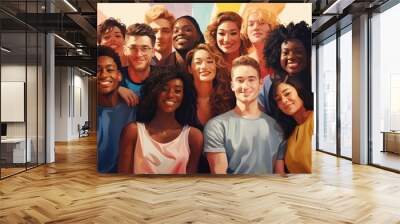 Multicultural group standing together, showcasing diversity and vibrancy. Diversity and unity Wall mural