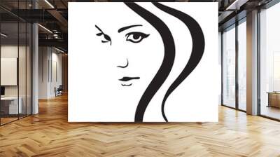 young woman vector face, fashion symbol Wall mural