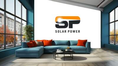 Letter S and P logo Design. Solar or Sun icon. Vector Illustration. Wall mural