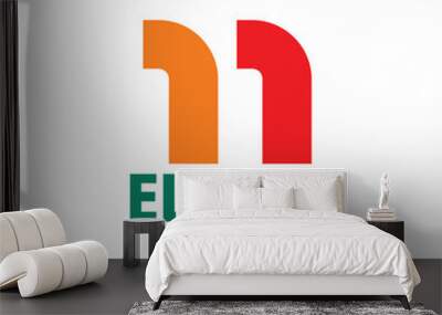 Number 11 and eleven wordmark. Logo vector.  Wall mural