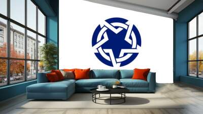 Star Five Point Logo Design. Pentagram and Circle Icon. Pentacle Wicca Vector Illustration. Wall mural