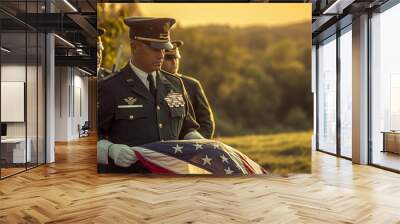 flag folding ceremony by the generals Wall mural