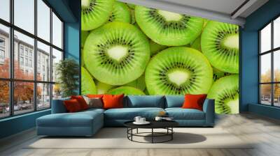 Kiwi Macro,slice of kiwi fruit on a full frame. horizont Wall mural