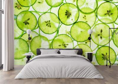 Macro Lime,lime slice in water bubbles Wall mural