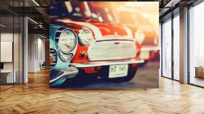 Classic Old Cars with colorful,Vintage retro effect style pictures. Wall mural