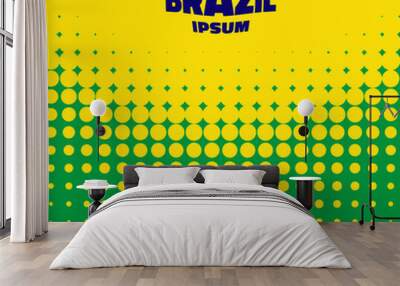 Halftone Background using Brazil flag colors. Vector illustration. Wall mural