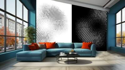 halftone circle frame dotted background set. round border icon using halftone random circle dots ras Wall mural