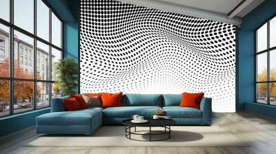 Halftone wave pattern. Horizontal background using halftone wavy dots texture.  Vector illustration. Wall mural