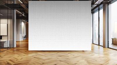 Vertical bw gradient halftone dots background, horizontal template using black halftone dots pattern. Wall mural