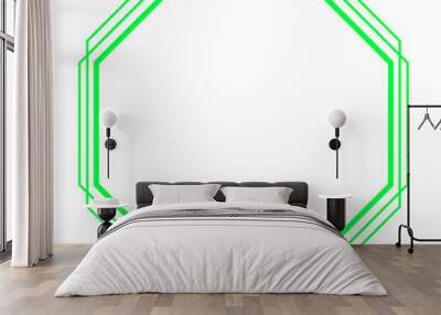 green overlap line octagon frame and white line Wall mural