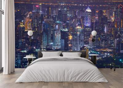 colorful lighting up of building in cityscape view Wall mural