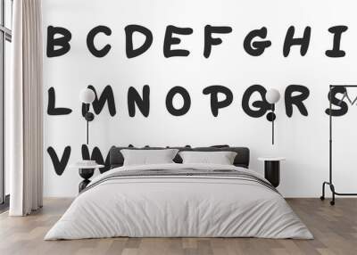 Black color hand drawing of english alphabet letter on white background Wall mural