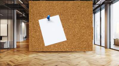 Blank white paper pin on cork board background for remind, to do list or news bulletin Wall mural