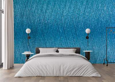 Closed up of blue color thread texture background Wall mural