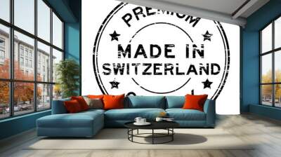 Grunge black premium quality and made in Switzerland rubber stamp Wall mural