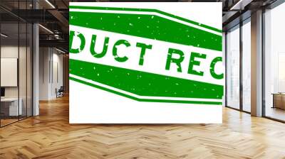 Grunge green product recall word hexagon rubber seal stamp on white background Wall mural