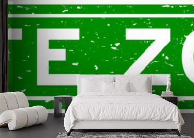 Grunge green safe zone word square rubber seal stamp on white background Wall mural