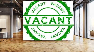 Grunge green vacant word round rubber seal stamp on white background Wall mural