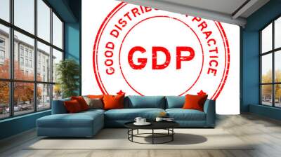 Grunge red GDP (Good distribution practice) certified round rubb Wall mural