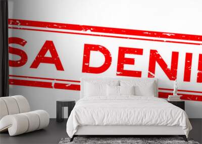 Grunge red visa denied word rubber seal stamp on white background Wall mural