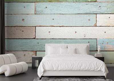 Multi color grunge old wood plate textured background for decoration Wall mural