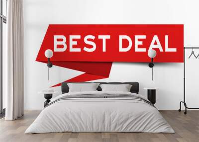 Red color paper speech banner with word best deal on white background Wall mural