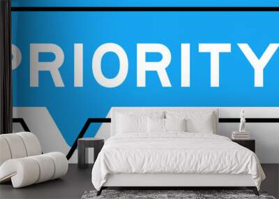 Speech banner and blue shade with word priority on white background Wall mural