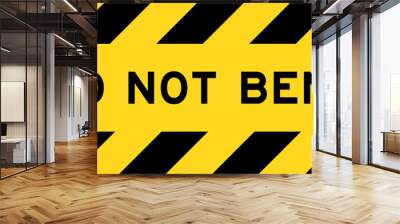 Yellow and black color with line striped label banner with word do not bend Wall mural