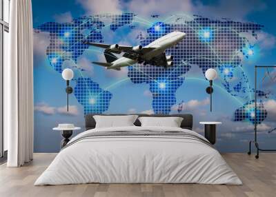 airplane in the map Wall mural