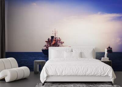 Logistics and transportation of International Container Cargo ship in the ocean at Sunshine sky, Freight Transportation, Shipping Wall mural