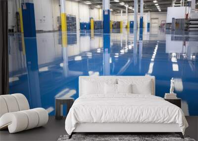 Genarative AI floor with self-leveling epoxy resin in industrial Wall mural