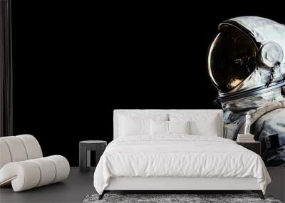 Astronaut web banner. Astronaut isolated on black background with space for text. Wall mural