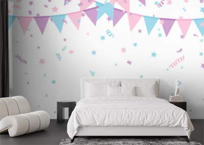 Buntings kids garland isolated on white background Vector Wall mural