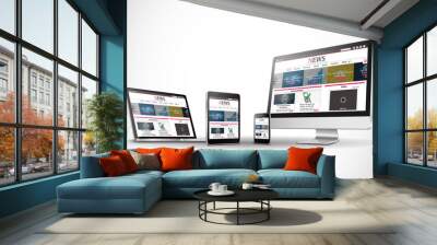 multiple devices with business news internet web site vector Wall mural