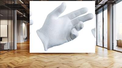 Collection of white cloth gloves isolated on transparent background. PNG File Wall mural