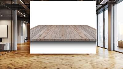 Empty top of wooden table or counter isolated on white background. For product display or design Wall mural