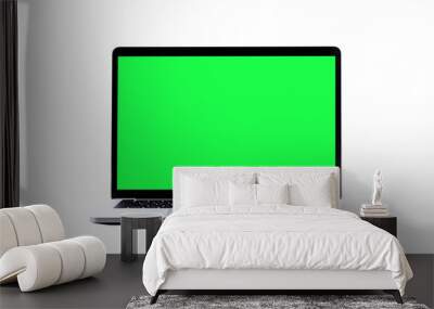 Laptop computer or notebook with green screen on transparent background - PNG format. Wall mural