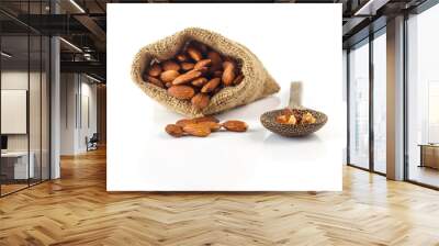 Almonds seed on white Wall mural